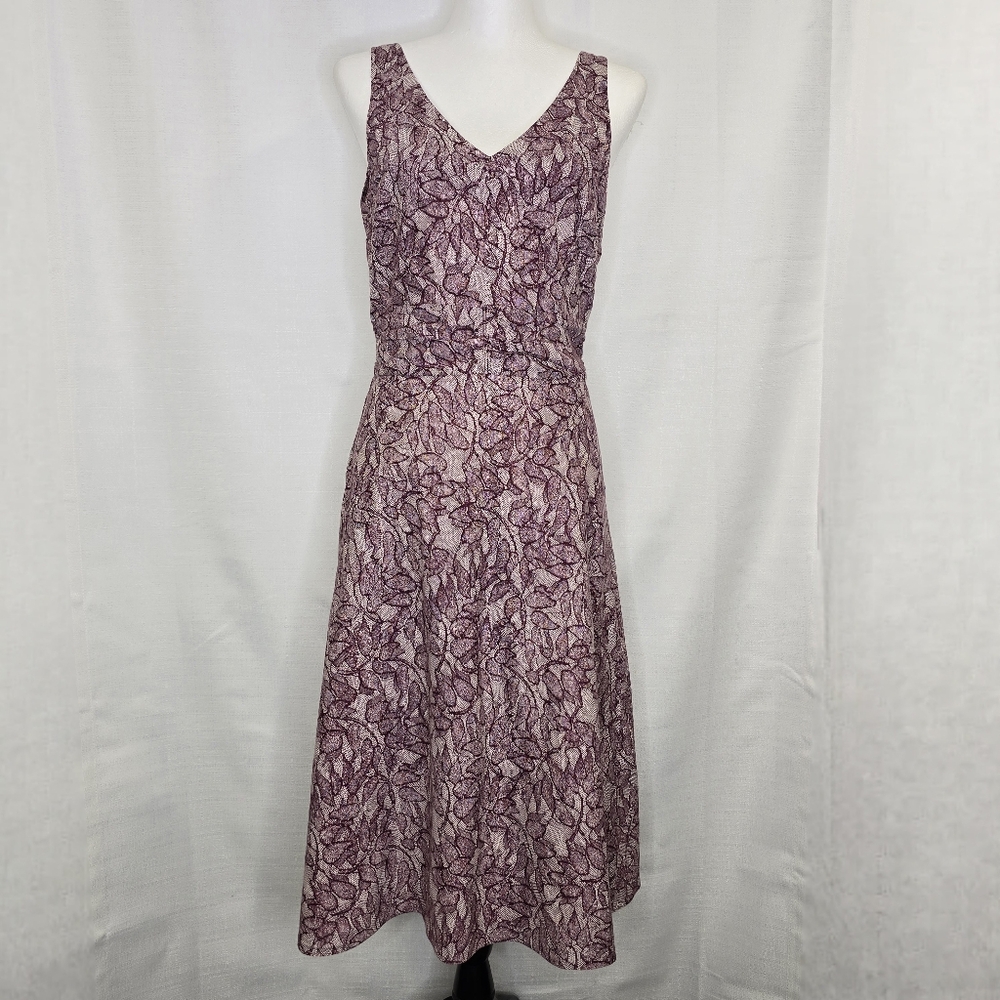 J. Crew Cotton Dress Size‎ 2 Party Casual Travel LinedvCream Purple Faux Lace